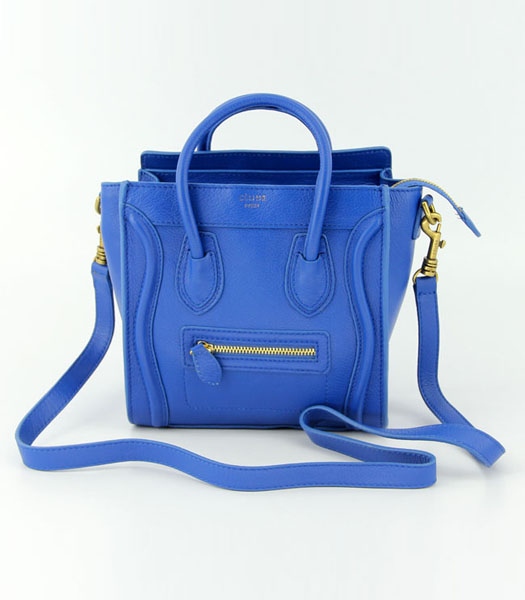 Celine Mini Smile Face Calfskin Leather Tote Handbag Blue