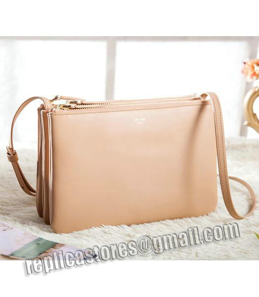 Celine Mini Trio Crossbody Messenger Bag Apricot Original Leather-1