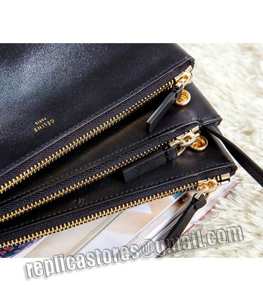 Celine Mini Trio Crossbody Messenger Bag Black Original Leather-6