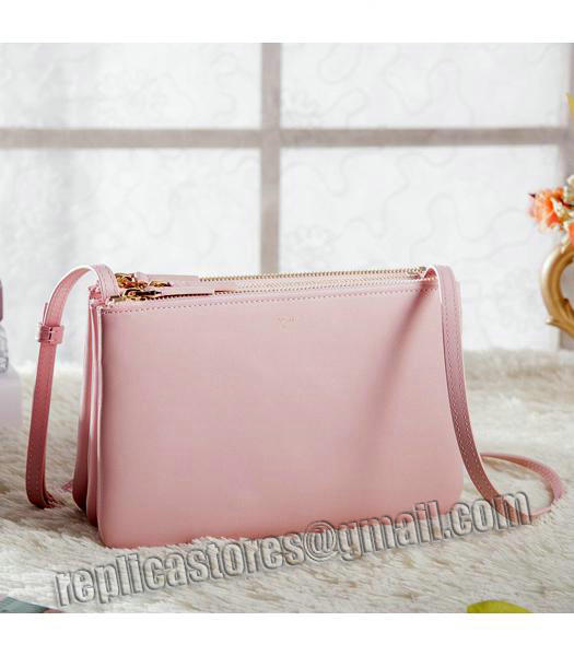 Celine Mini Trio Crossbody Messenger Bag Cherry Pink Original Leather-1