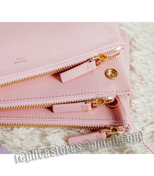 Celine Mini Trio Crossbody Messenger Bag Cherry Pink Original Leather-7