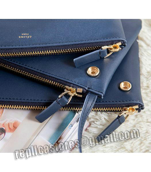 Celine Mini Trio Crossbody Messenger Bag Dark Blue Original Leather-5