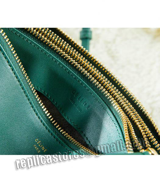 Celine Mini Trio Crossbody Messenger Bag Dark Green Original Leather-8
