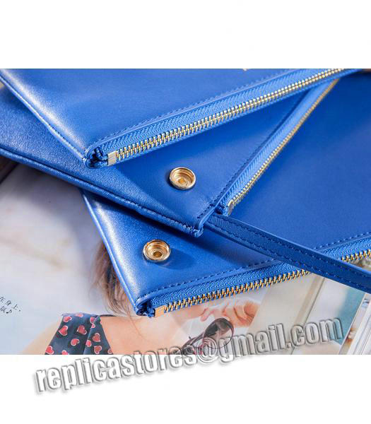 Celine Mini Trio Crossbody Messenger Bag Electric Blue Original Leather-6