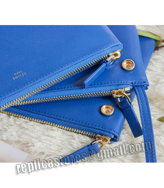 Celine Mini Trio Crossbody Messenger Bag Electric Blue Original Leather-7