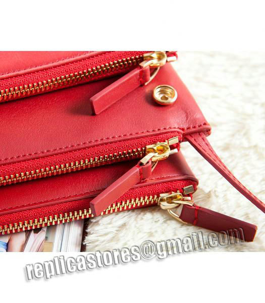 Celine Mini Trio Crossbody Messenger Bag Red Original Leather-6