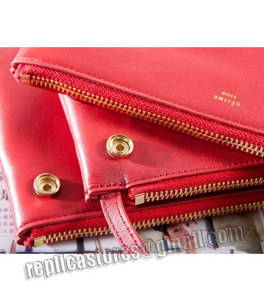 Celine Mini Trio Crossbody Messenger Bag Red Original Leather-7