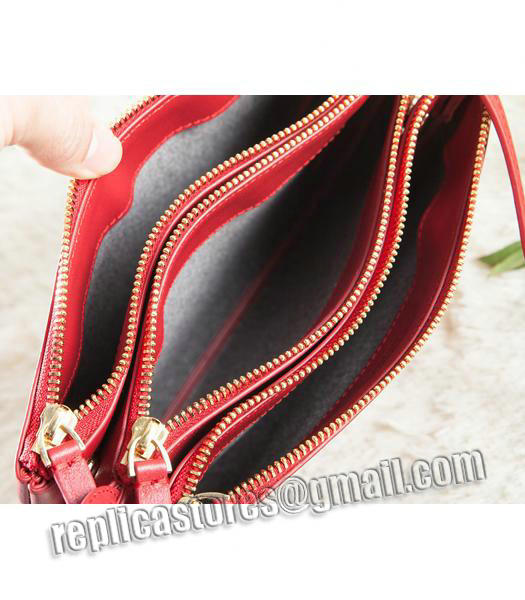 Celine Mini Trio Crossbody Messenger Bag Red Original Leather-9