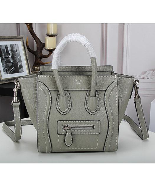 Celine Nano 20cm Litchi Veins Grey Leather Small Tote Bag