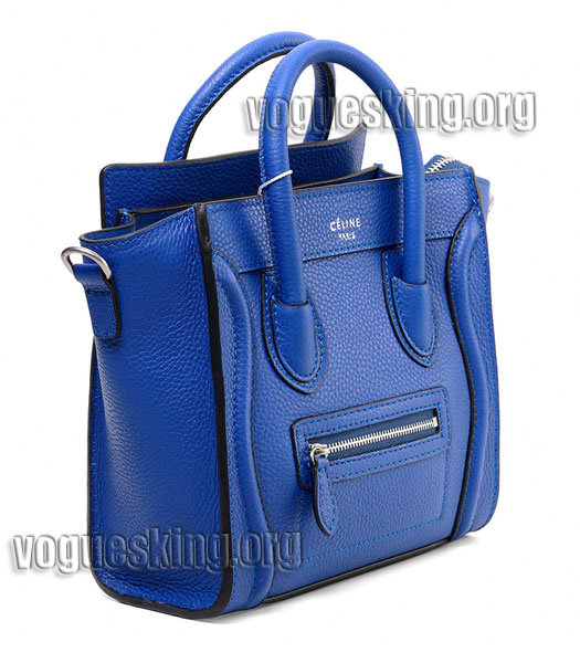 Celine Nano 20cm Small Tote Bag Dark Blue Litchi Pattern Imported Leather-1