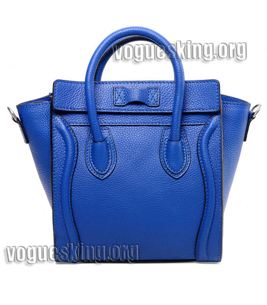Celine Nano 20cm Small Tote Bag Dark Blue Litchi Pattern Imported Leather-2
