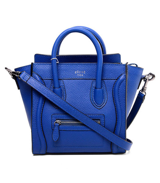 Celine Nano 20cm Small Tote Bag Dark Blue Litchi Pattern Imported Leather