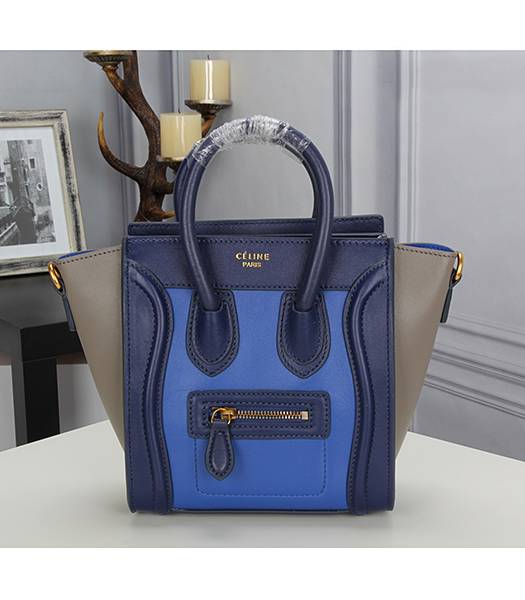 Celine Nano 20cm Small Tote Bag Grey&Blue Leather