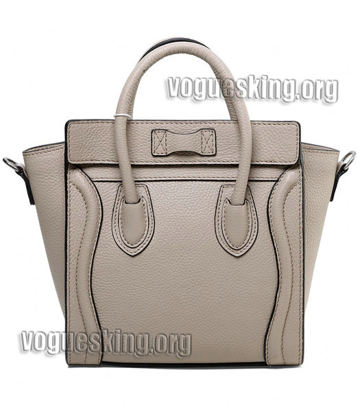 Celine Nano 20cm Small Tote Bag Light Khaki Litchi Pattern Imported Leather-2