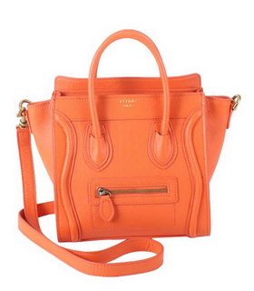 Celine Nano 20cm Small Tote Bag Orange Imported Leather