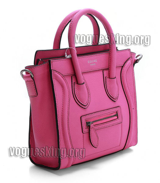 Celine Nano 20cm Small Tote Bag Pink Litchi Pattern Imported Leather-1