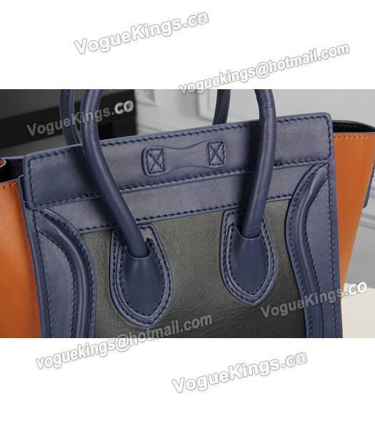 Celine Nano 20cm Small Tote Bag Sapphire Blue&Black&Earth Yellow Leather-7