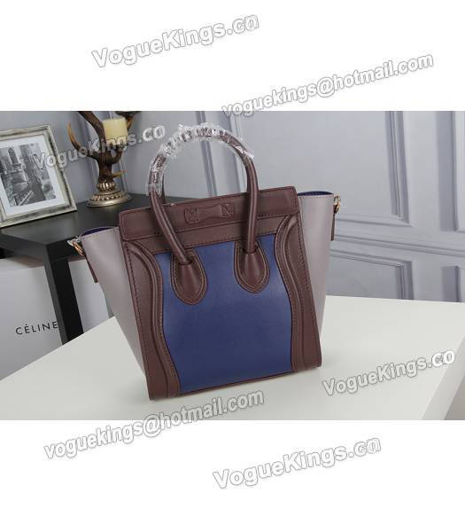 Celine Nano 20cm Small Tote Bag Sapphire Blue&Grey&Jujube Red Leather-3
