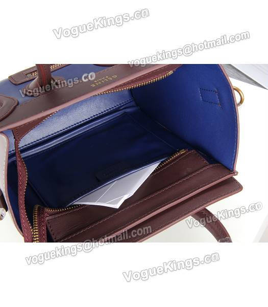 Celine Nano 20cm Small Tote Bag Sapphire Blue&Grey&Jujube Red Leather-4