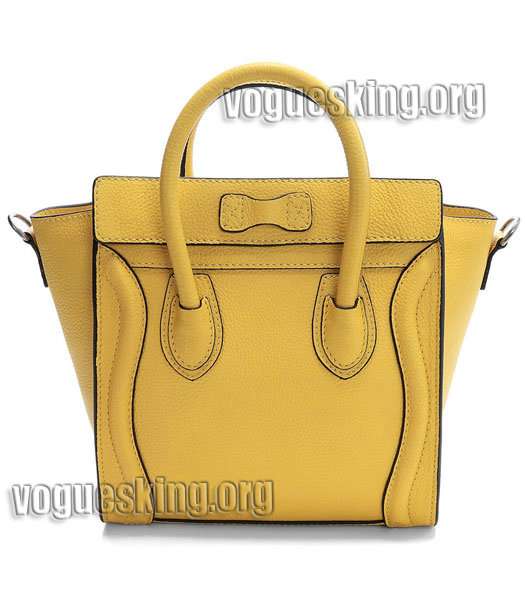 Celine Nano 20cm Small Tote Bag Yellow Litchi Pattern Imported Leather-2