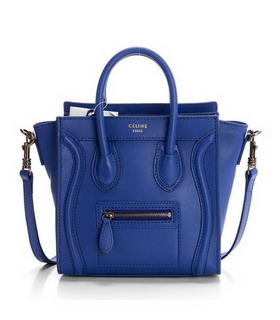 Celine Nano 20cm Small Tote Handbag Blue Leather