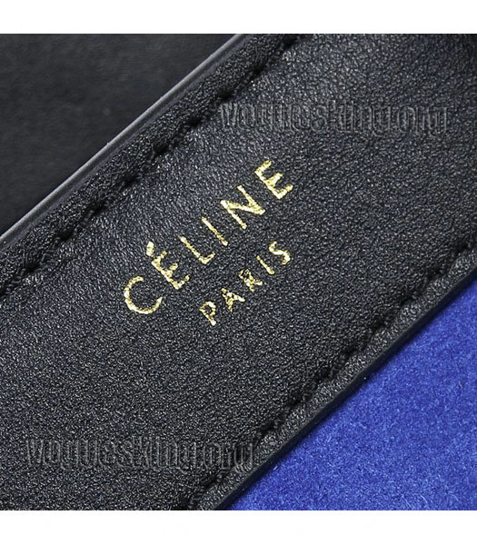 Celine Nano 20cm Small Tote Handbag Blue Suede With Black/Light Coffee Original Leather-4