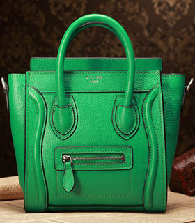 Celine Nano 20cm Small Tote Handbag Grass Green Litchi Pattern Leather