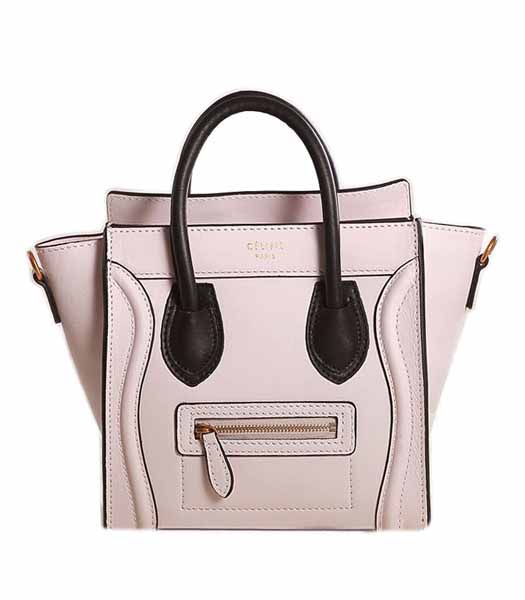 Celine Nano 20cm Small Tote Handbag Light Pink Original Leather With Black Side