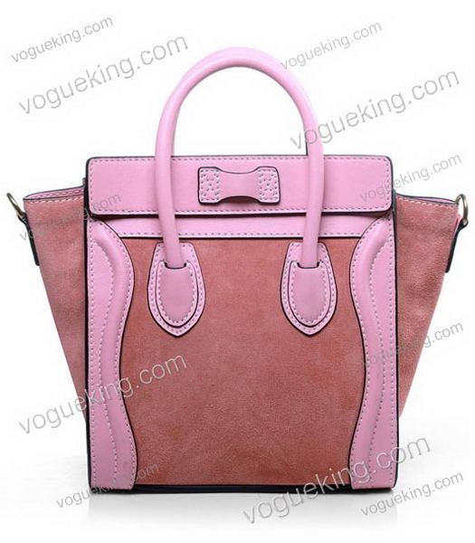 Celine Nano 20cm Small Tote Handbag Peach Suede With Pink Leather-2