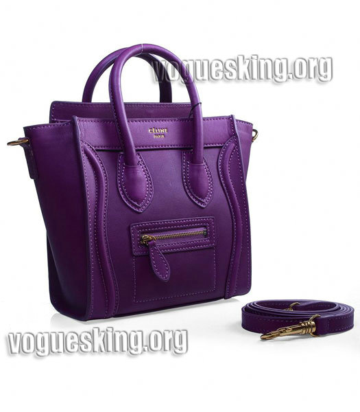 Celine Nano 20cm Small Tote Handbag Purple Imported Leather-1