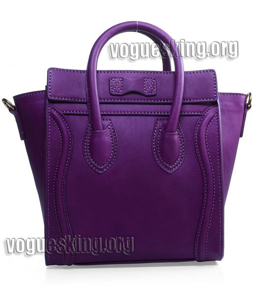 Celine Nano 20cm Small Tote Handbag Purple Imported Leather-2