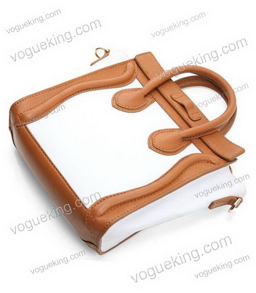 Celine Nano 20cm Small Tote Handbag White Leather With Apricot Leather-3
