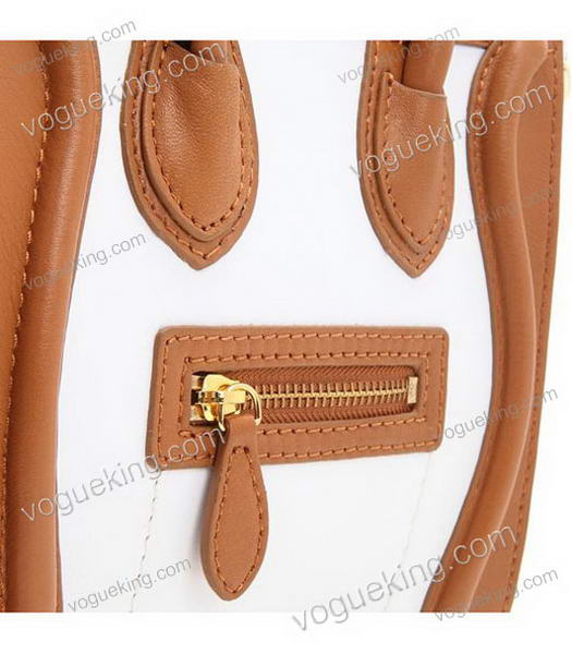Celine Nano 20cm Small Tote Handbag White Leather With Apricot Leather-4