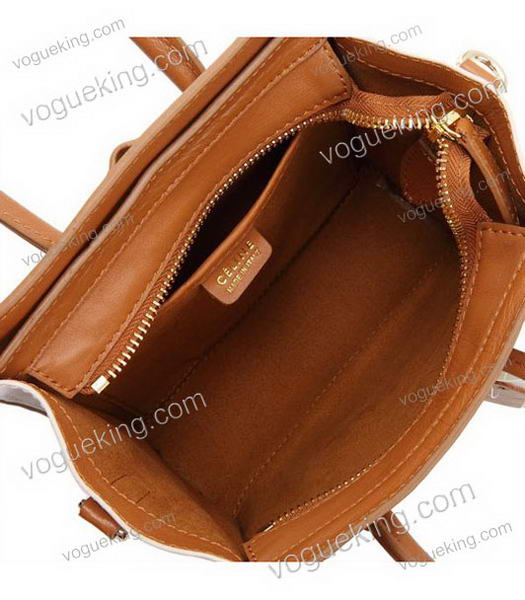 Celine Nano 20cm Small Tote Handbag White Leather With Apricot Leather-5