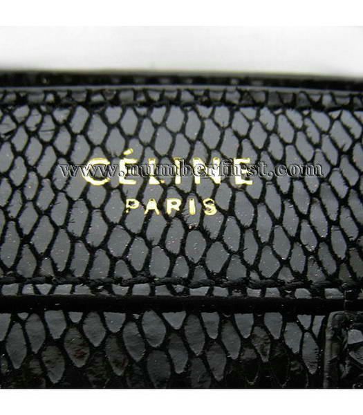 Celine New Fashion Tote Messenger Bag Black Snake Veins Leather-5