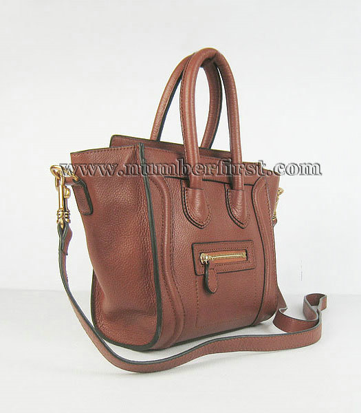 Celine New Fashion Tote Messenger Bag Dark Camel Calfskin Leather-1