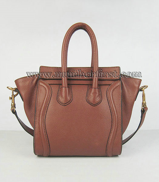Celine New Fashion Tote Messenger Bag Dark Camel Calfskin Leather-2