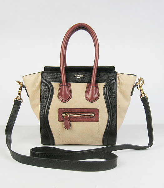 Celine New Fashion Tote Messenger Bag Tricolour Calfskin Leather-1