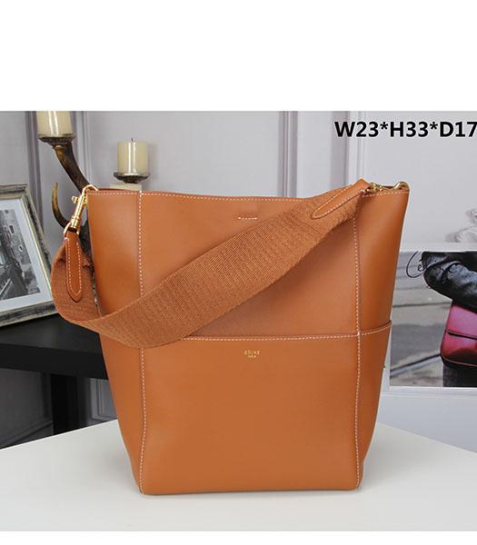 Celine New Style Brown Leather Plain Veins Shoulder Bag
