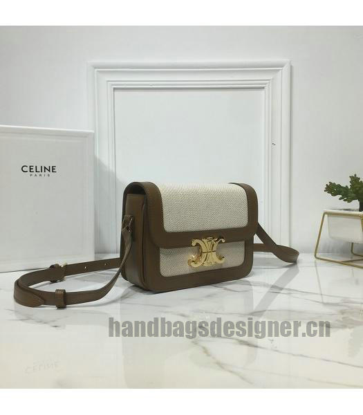Celine Original Canvas With Brown Leather TRIOMPHE Mini Bag-1