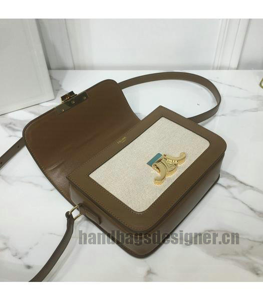 Celine Original Canvas With Brown Leather TRIOMPHE Mini Bag-4