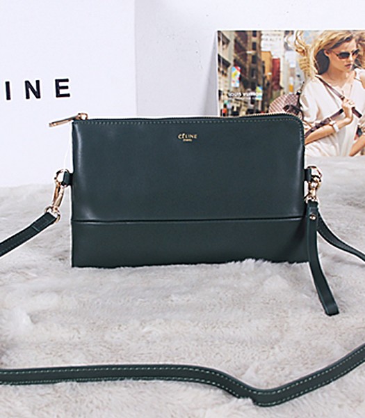 Celine Original Leather Shoulder Bag 5924 In Dark Green