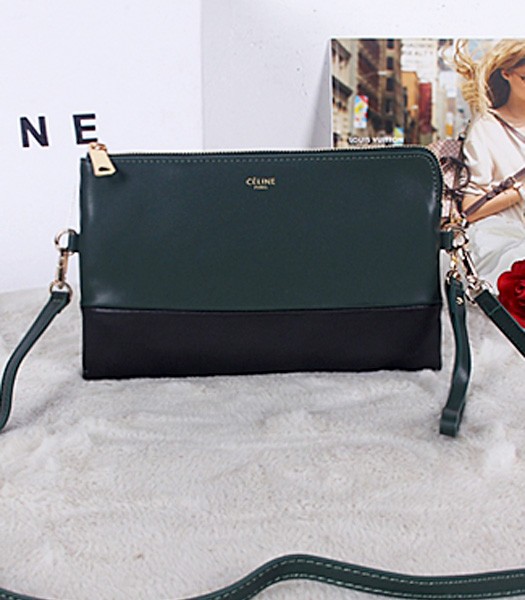 Celine Original Leather Shoulder Bag 5924 In Dark Green