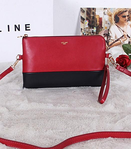 Celine Original Leather Shoulder Bag 5924 In Wine Red/Black