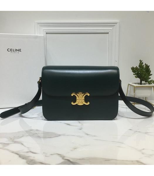 Celine Original Leather TRIOMPHE Crossbody Bag Dark Green