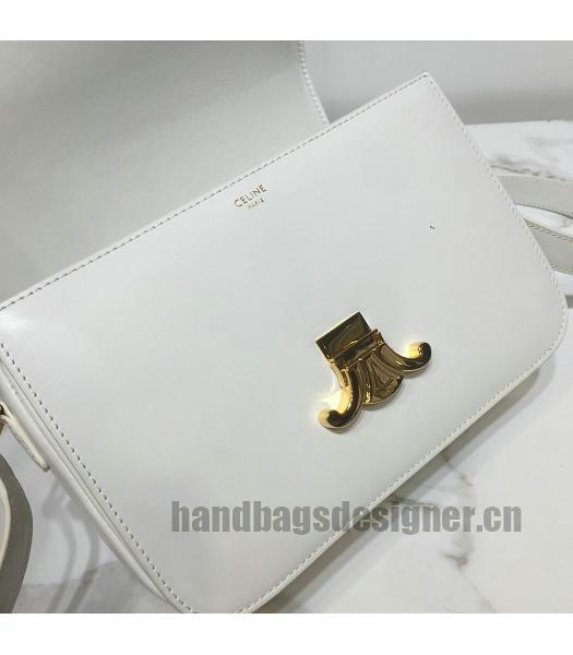 Celine Original Leather TRIOMPHE Crossbody Bag White-6