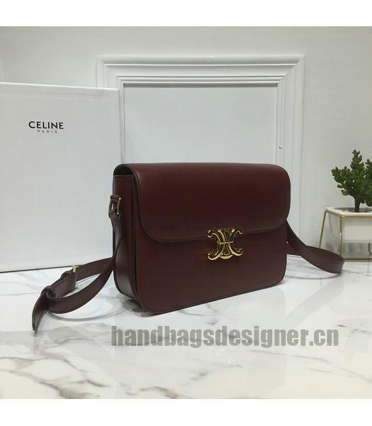 Celine Original Leather TRIOMPHE Crossbody Bag Wine Red-1