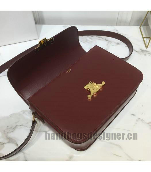 Celine Original Leather TRIOMPHE Crossbody Bag Wine Red-4