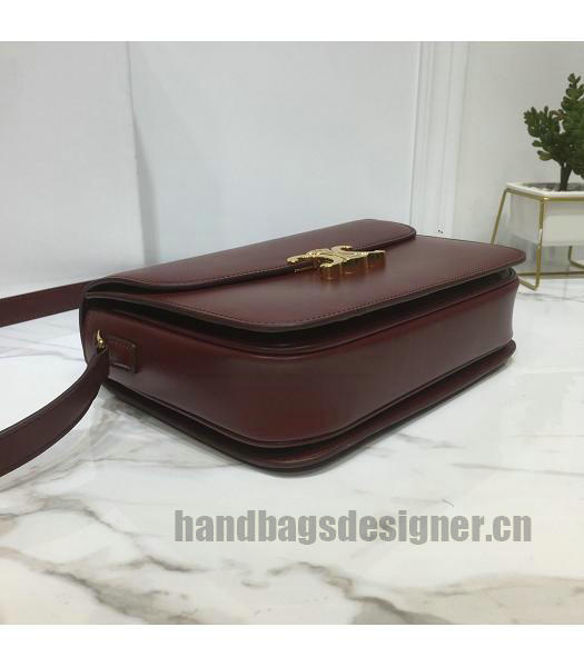 Celine Original Leather TRIOMPHE Crossbody Bag Wine Red-7