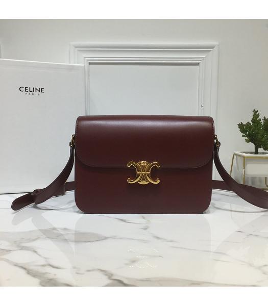 Celine Original Leather TRIOMPHE Crossbody Bag Wine Red